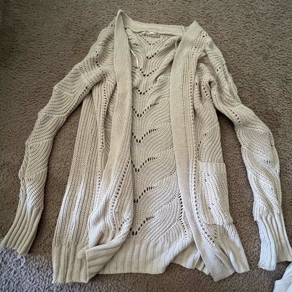 Cream cardigan, mid length